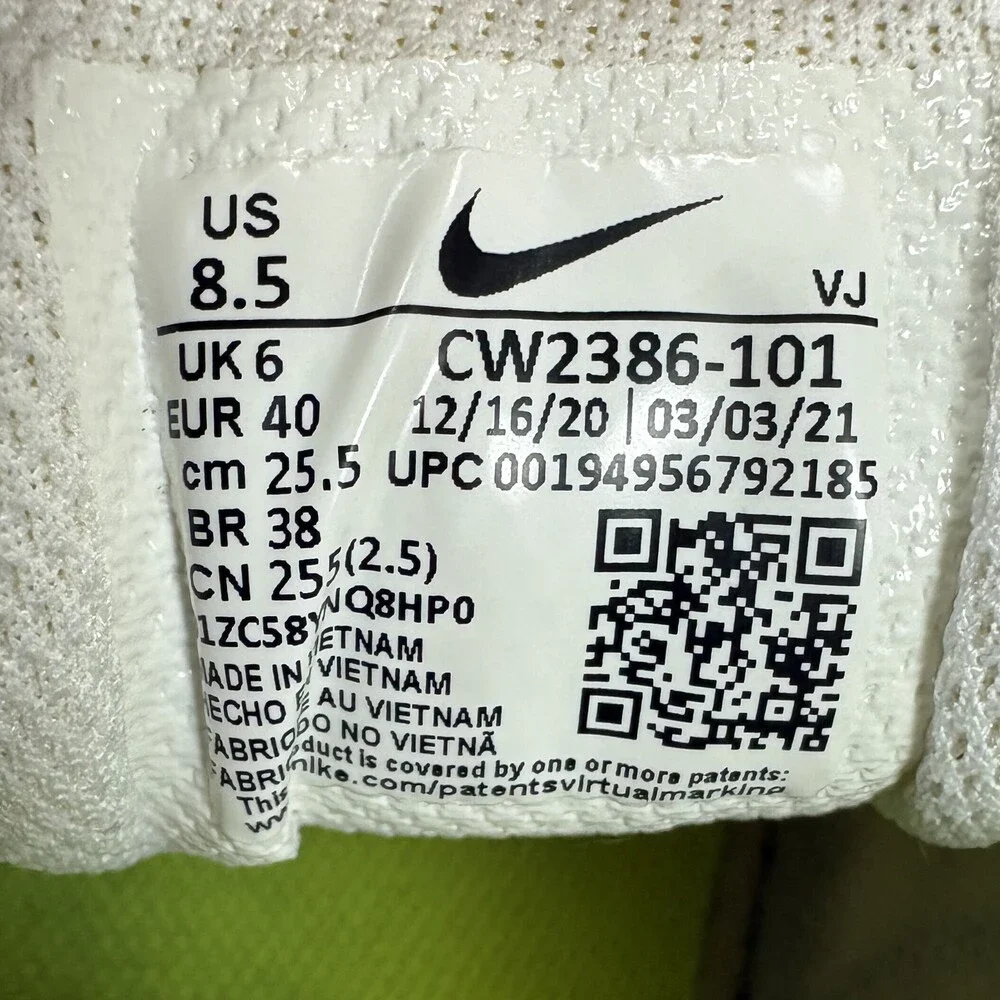 Nike Crater Impact White Pink Green Womens US Size 8.5 CW2386-101 Running Shoes